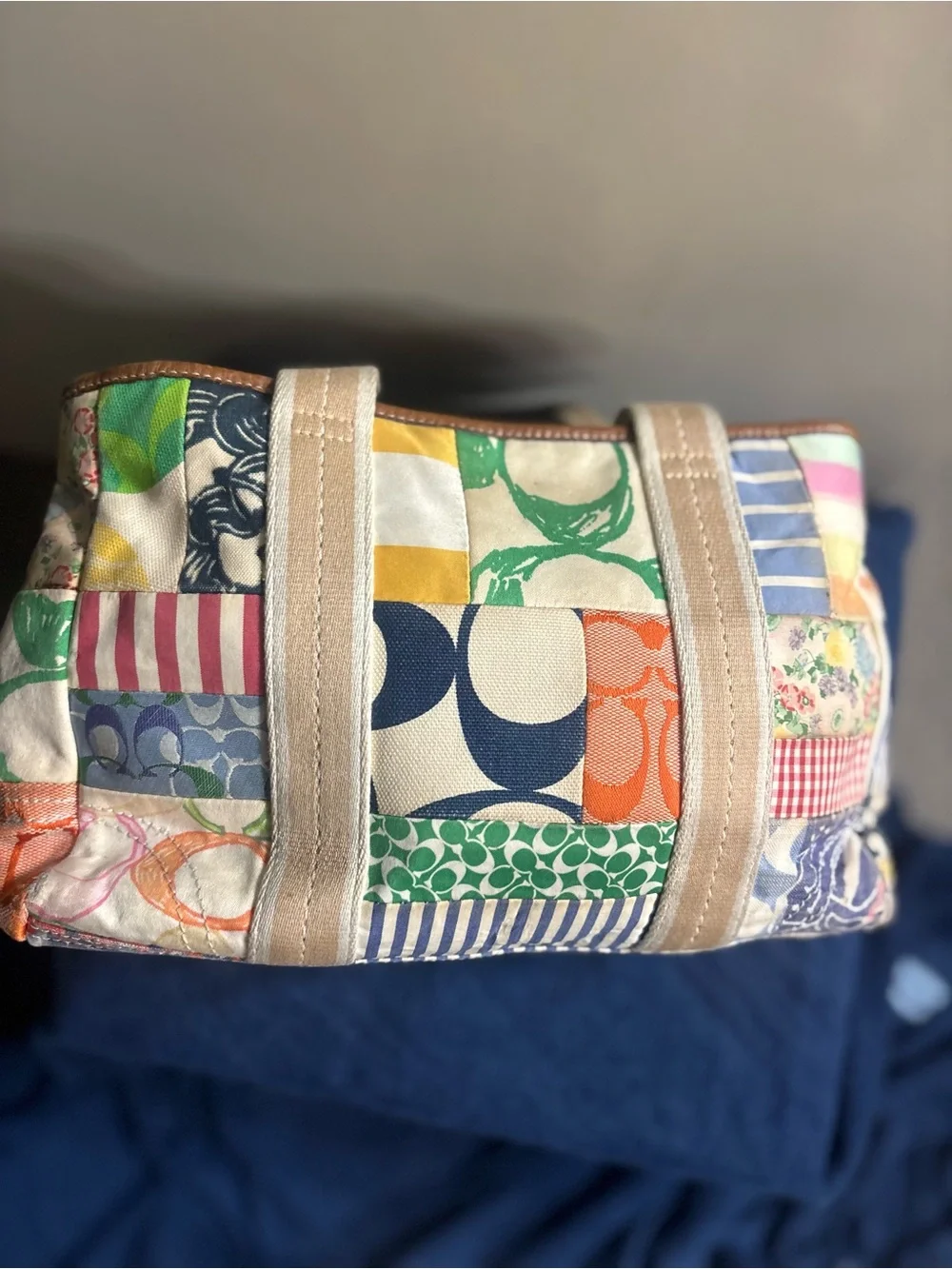 Coach Patchwork Canvas Tote Bag in Multi-Color Vintage